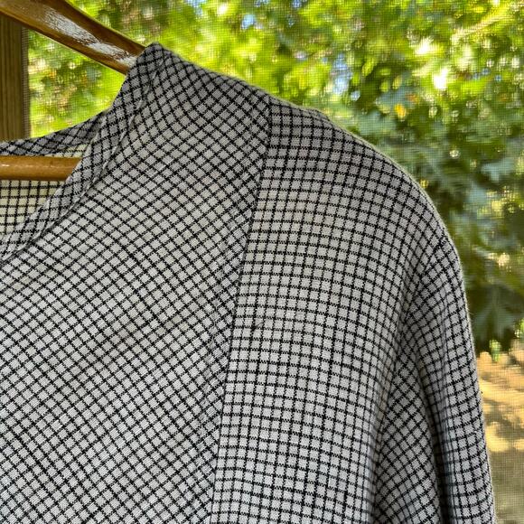 Flax Women's Black & White Check Print Long Sleeve Tunic Top 100% Linen Size M - Picture 4 of 9